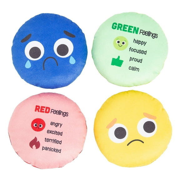 Fun Express 5 1/2" Social Emotional Learning Stuffed Emotion Faces - 4 Pieces