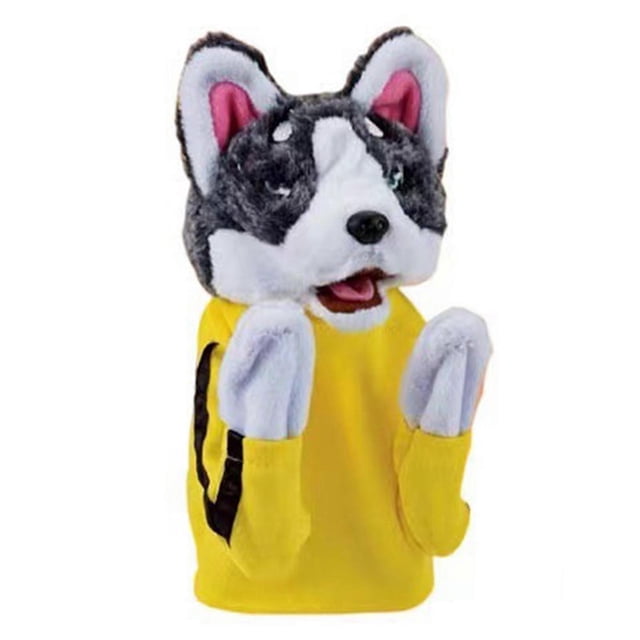 Kung-Fu Husky Puppet Toy with Sound, Husky Plush Toys Hand Puppet Puppy Muppets for Halloween, Storytelling, Role Play