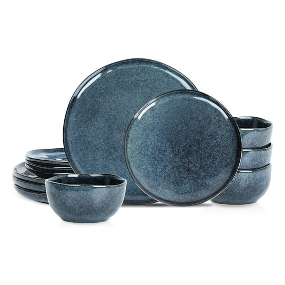 Open Box Stone Lain Stoneware 12pc Dinnerware Set, Service for 4, Deep Blue