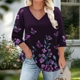 thumbnail image 4 of ShiShine Plus Size 3/4 Sleeves Tops for Women Shirts for Curvy Women 2025 Fall Fasion Casual T-Shirts, 4 of 6