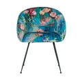 thumbnail image 3 of Curved Floral Pattern Fabric Dining Chair with Metal Legs, Blue, 3 of 5