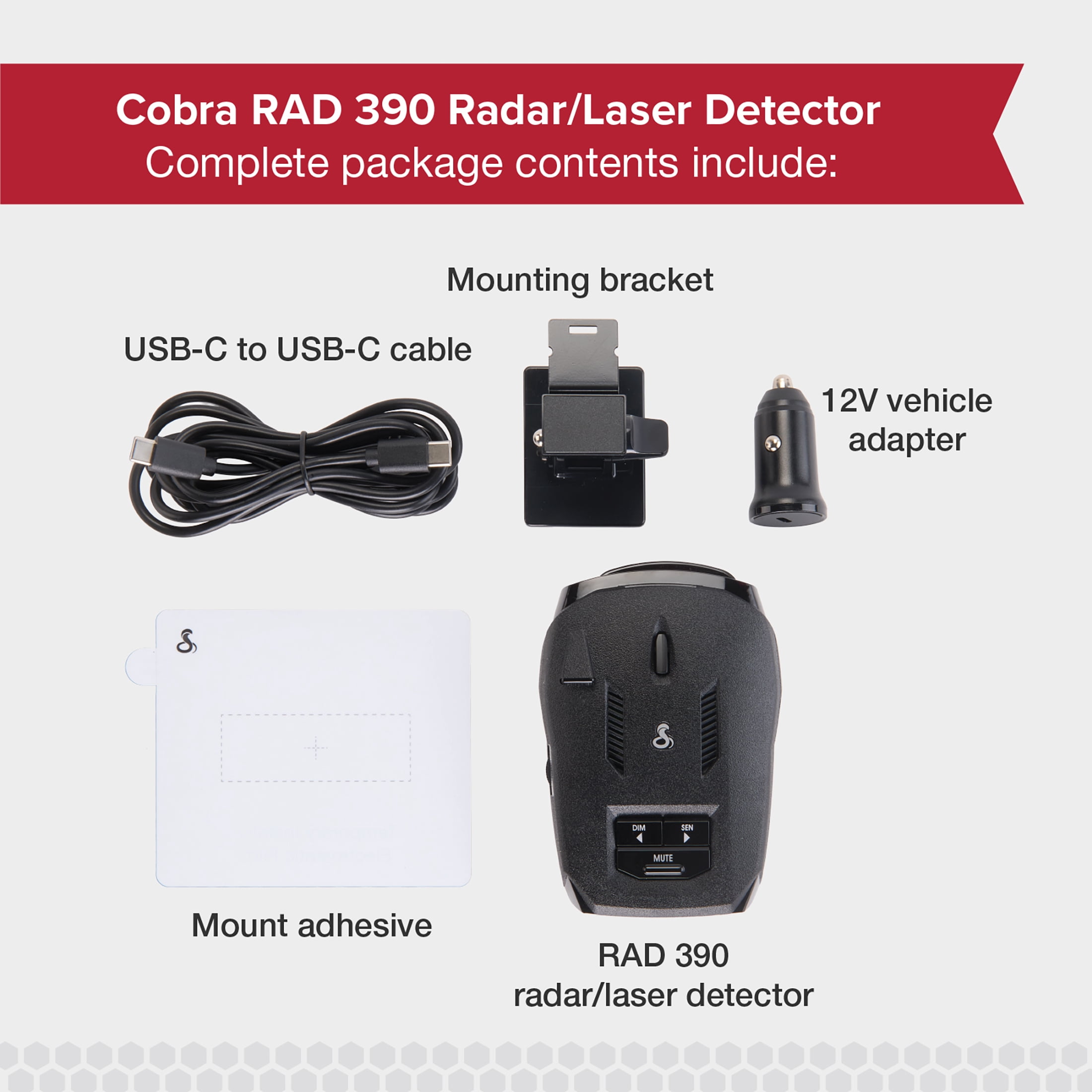 Cobra RAD 390 Radar Detector with Long Range Alerts, LaserEye Front Laser Detection and IVT Filtering
