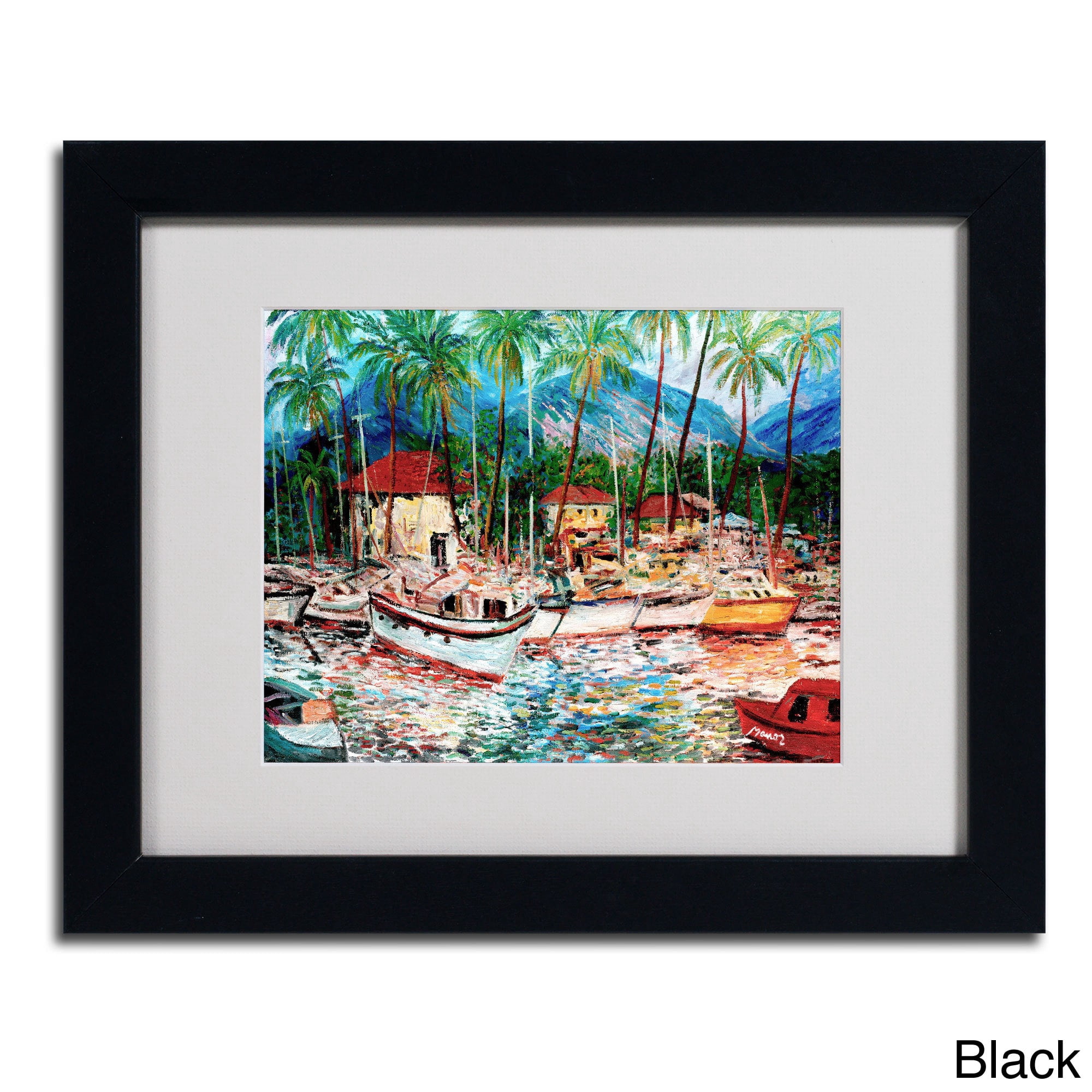 Trademark Fine Art "Lahaina Boats" Canvas Art by Manor Shadian, Wood Frame