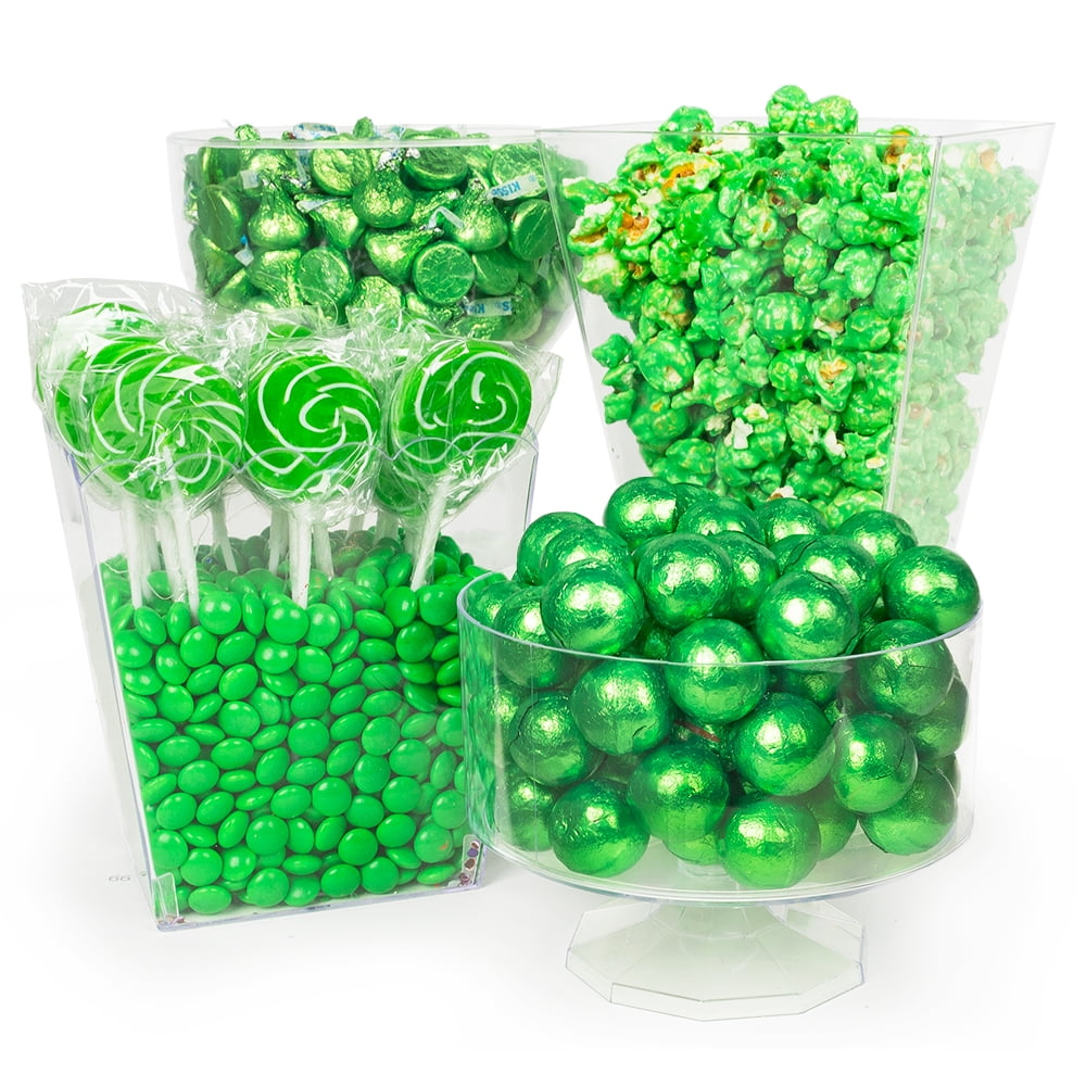 Green Candy Buffet Includes Hershey's Kisses, Candy Coated Popcorn