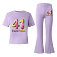 thumbnail image 5 of Tiweut Girls Outfits 41 Print Flared Pants and Short Sleeve T Shirts Kid Streetwear Set,11-12 Y, 5 of 5