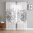 thumbnail image 3 of Sheer Curtains 72 inches Long, Spring Watercolor Gray Eucalyptus Leaves Light Filtering Sheer Window Curtains Rod Pocket Voile Drapes for Bedroom Living Room, 52"W x 72"L 2 Panels, 3 of 7