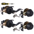 thumbnail image 1 of Lanwandeng Keyed Alike Front Door Lever Lockset with Single Cylinder Deadbolt Combination Set, All Keyed Same Exterior Door Handle with Lock and Dead, 1 of 8
