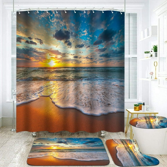 Farmhouse Pumpkin Shower Curtain Sets Bathroom Set Vintage Hello Fall Accessories4 Pcs, Rustic Maple Leaf Autumn Bath Waterproof Fabric Abstract Thanksgiving Toilet Bathtub Home Decorations