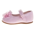 thumbnail image 3 of Josmo Infant Girls Hook and Loop Faux Leather Flat Heel Dress Shoes with Flower Ornament, Pink Patent, Size: 3, 3 of 8