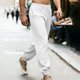thumbnail image 2 of Pantalones de Cuerda de Color Sólido de la Cintura Elástica de los Hombres, Pantalones Casuales de Pierna Recta de Deportes Al Aire Libre con Bolsillos, 2 of 9