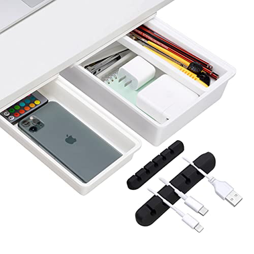 School & Office Items Sliding Holder for Stationary Set of Small & Medium Drawers for Under Desk Organizers and Storage with Pencil Tray & Cable Organizer E Merx Under Desk Drawers Organizers