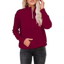 Long Sleeve Sweatshirt for Women Zipper Solid Color -Sleeved Warm Blouse Everyday Style Outfits Winter Clothes 2025