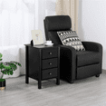 thumbnail image 2 of Renwick 3 Drawer Nightstand with Solid Wood Legs for Bedroom, Adults, Black, 2 of 8