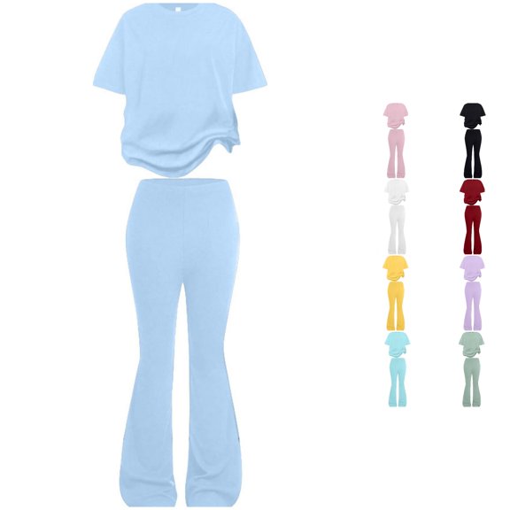 CUZIBR Kids Girls Outfit Sets Everyday Wear Lightweight Knit Two Piece Short Sleeve Tshirts Tops And Shorts For Family Events Clothes Sets,Blue,11-12 Years