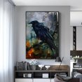 thumbnail image 2 of Pintura de acuarela de cuervo, póster impreso en lienzo, arte de pájaro de pared, imagen de cuervo oscuro para regalo de Halloween, decoración del hogar para sala de estar, Cuadros, 2 of 4