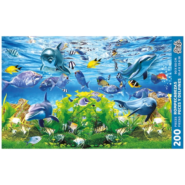 Rompecabezas Flink PECES y DELFINES 200 Piezas 90x60 cm