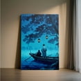 thumbnail image 3 of 1pc Chinese - style Canvas Wall Art with Two Figures on a Boat, Red Lanterns and Blossoms, framed Decor room hanging Wall Picture Decor for Home Gifts, living room, bathroom, bedroom, kitchen wall, 3 of 6