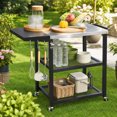 thumbnail image 6 of NUUK Rolling Outdoor Grill Cart with Wheels,Dining Table with Hook, Stainless Steel Food Prep Table Stand for Patio BBQ and Deck Parties, 6 of 7