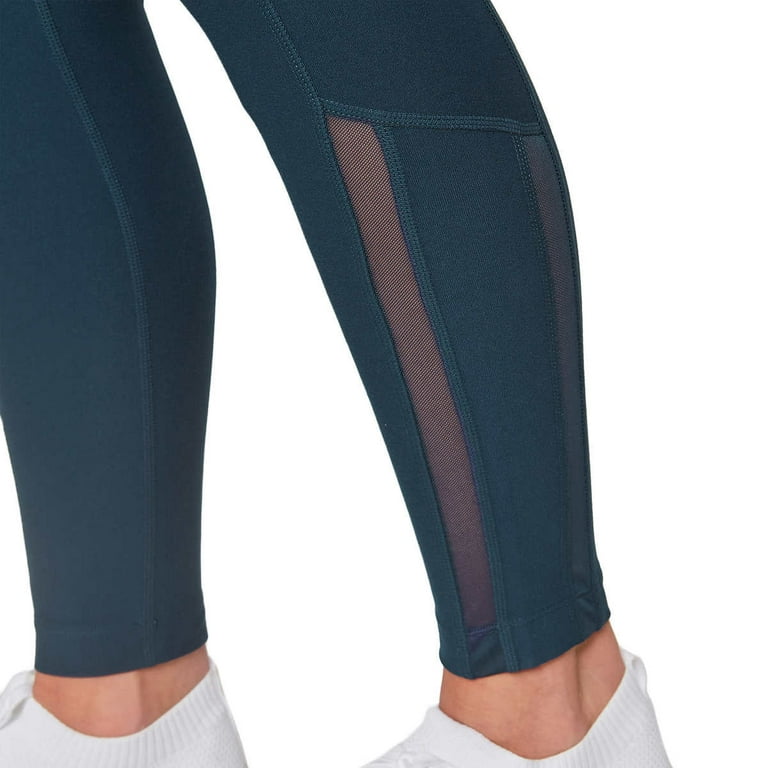 Mondetta Women's High Rise Side Pockets Mesh Cut Out Active Tight Moisture  Wicking Leggings-Blue / S 