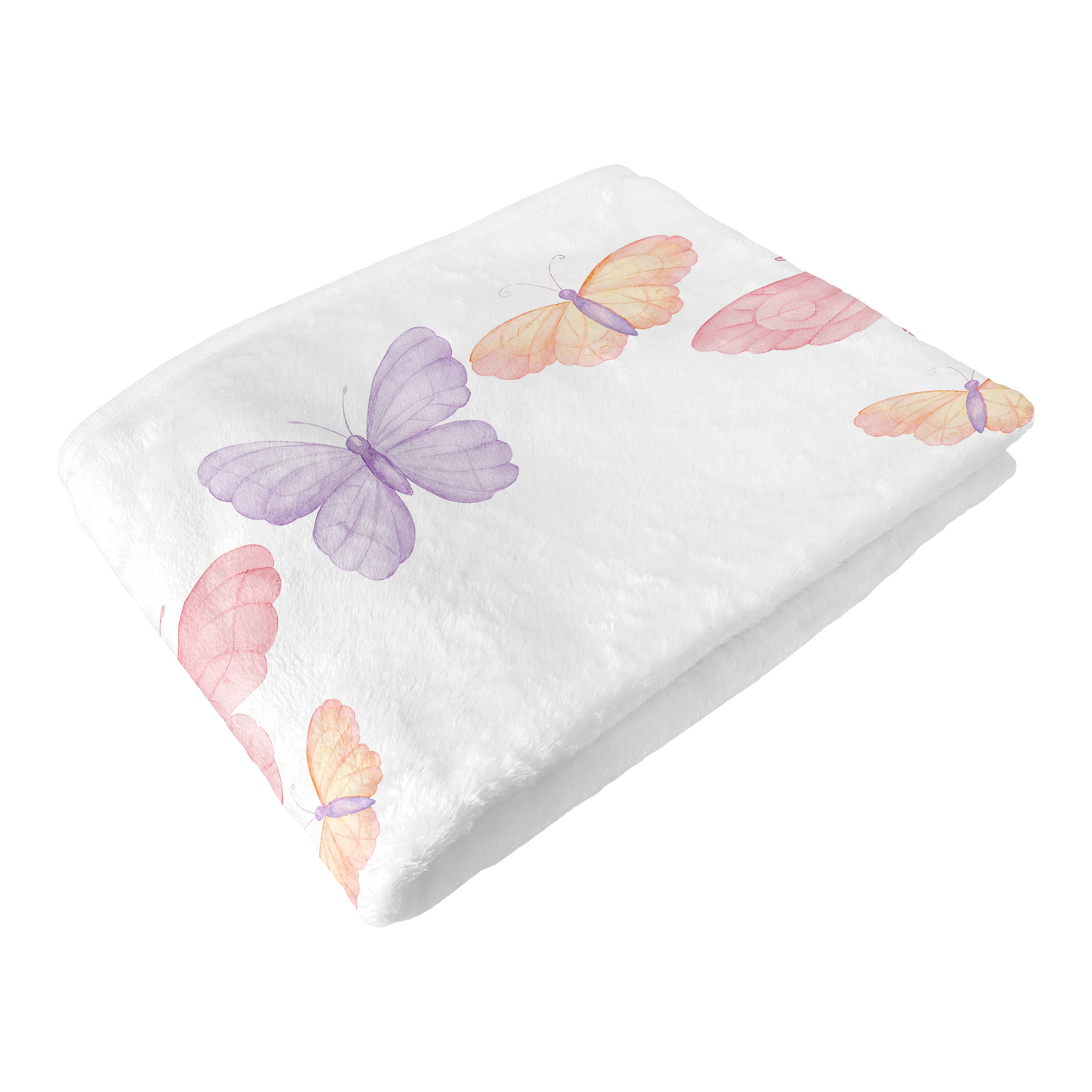 Sweet Jojo Designs Butterfly Blush Pink and Purple Girl Fleece Milestone Baby Blanket Set 3 Piece
