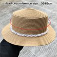 thumbnail image 2 of Sombrero de ala ancha y plana con parte superior de perla para mujer, de circunferencia de 56 a 58 cm, sombrero para el sol, plegable, para exteriores, para verano, 2 of 5
