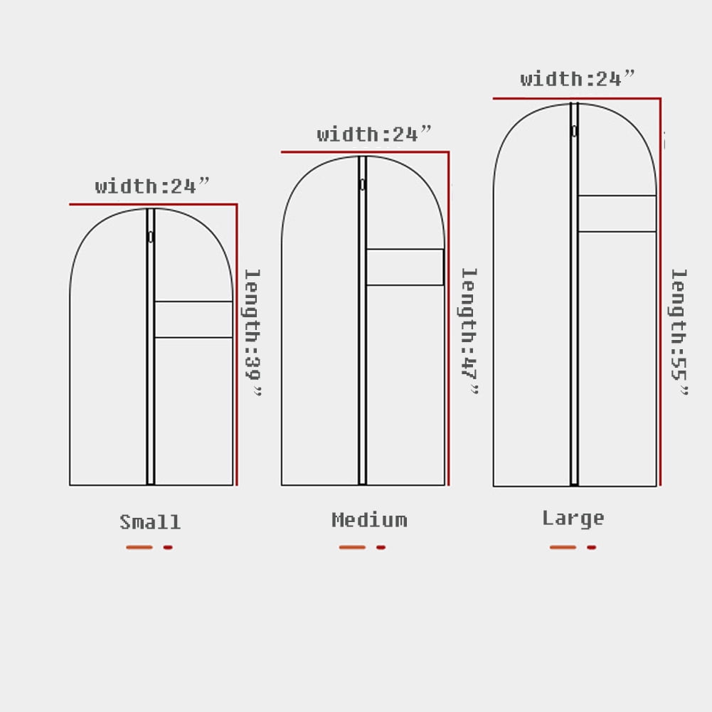 Zippered Colorful Garment Bag,Dust-Proof Suit Bag Garment Cover,Hanging Clothes Cover for Coat, Jacket, Sweater,Shirts,Travel & Clothing Storage,3PCS,24"X47"