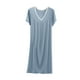 thumbnail image 2 of Karight Womens Soft Cotton T Shirt Dress Summer Short Sleeve Casual V Neck Sleepshirts Loose Long Nightdress House Dress, 2 of 7
