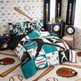 thumbnail image 2 of Erosebridal Teal Black Baseball Twin Bedding Sets, Sport Bedding Comforter Set for Boys and Girls, Black Reversible 7-Piece, 2 of 6