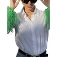 thumbnail image 4 of Lucakuins Camisas de solapa con puños de plumas para mujer, blusa de manga larga con cuello en V y botones de color en contraste Lucakuins moda, 4 of 9