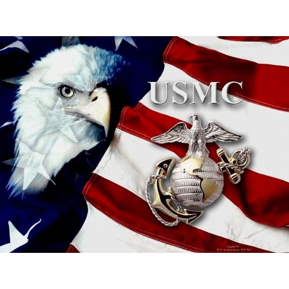 US Marines Patriotic Edible Icing Image Cake topper, by Tnct.