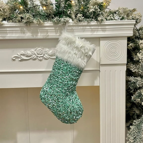 LSLJS Christmas Stockings 17.8" Large Knitted Personalized Xmas Hanging Stocking Christmas Socks for Holiday Fireplace Party Favors Family Gift Bag, Christmas Decorations