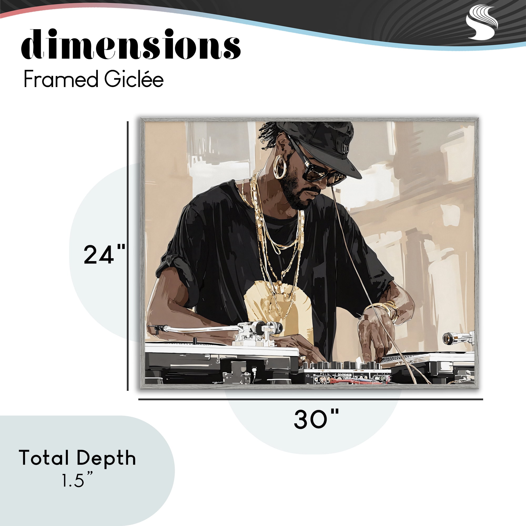 Stupell Industries Timeless DJ with Urban Rhythm Gray Framed Giclee Art, design by Franklyn Gregory