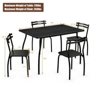 Costway 5 Pcs Dining Set Table 30'' And 4 Chairs Home Kitchen Room Breakfast Furniture Black