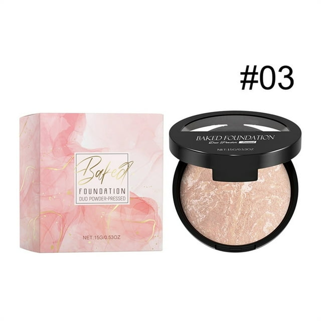 WFDC Baked Blush Brighten Marbleized Blush for Cheeks,Baked Matte Foundation Makeup Brighten,Color Corrector Buildable Coverage Natural Smooth Lightweight Powder Foundation,pink#03