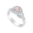 thumbnail image 2 of AFFY 0.08 Carat Round Simulated Morganite & Natural Diamond Vintage Style Engagement Ring 14K Solid White Gold Ring Size-10, 2 of 2