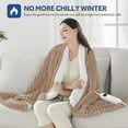 thumbnail image 2 of Heated Electric Throw Blanket, 50"x60", 6 Heat Levels, Auto-Off Timer, Machine Washable, Brown, 2 of 8