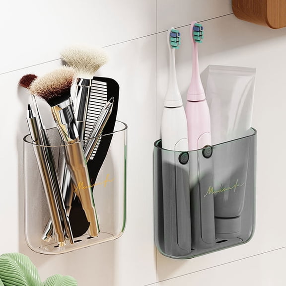 Wall Mount Bathroom Organizer Shelf Toothbrush Toothpaste Holder for Remote Keys Phone