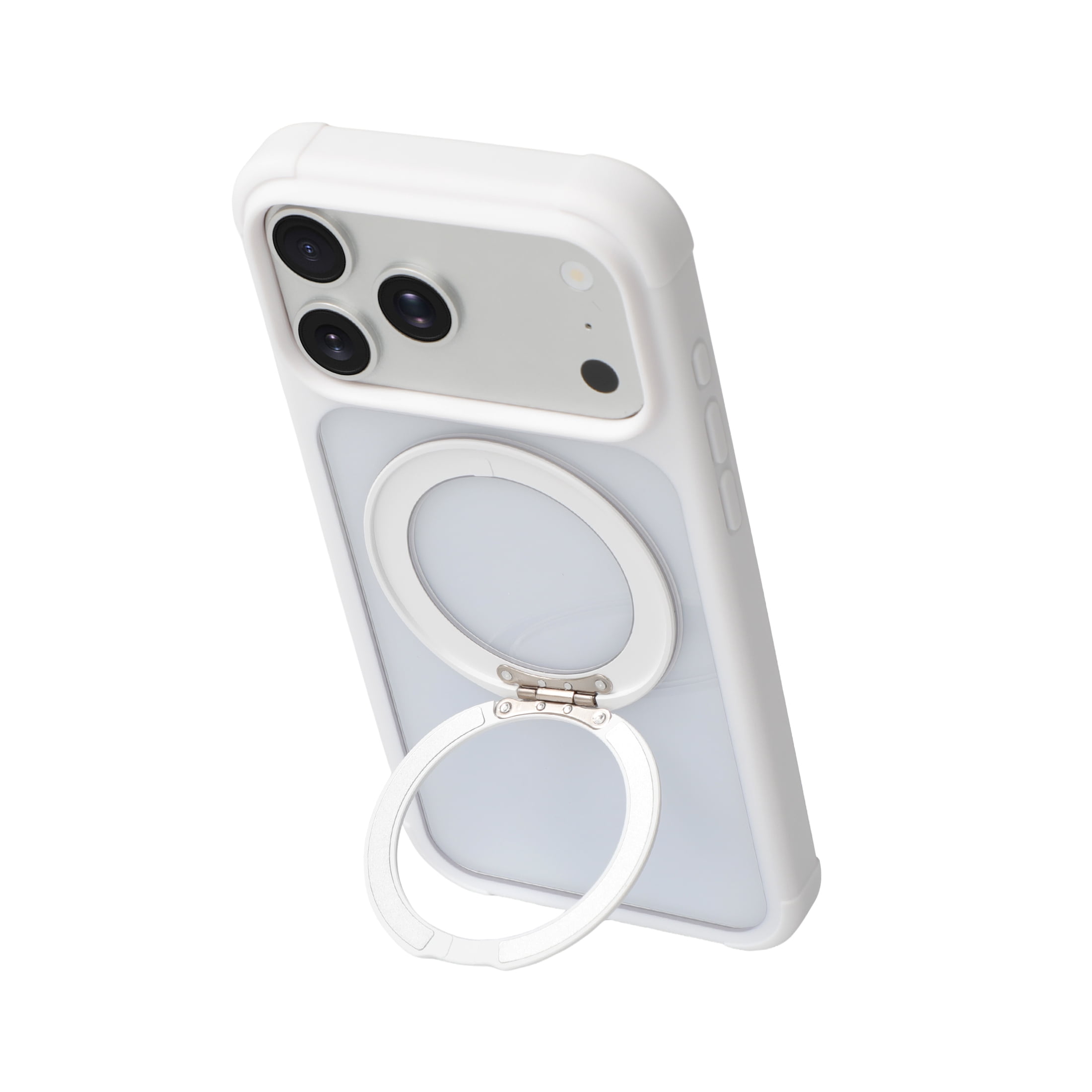 onn iPhone 18 Pro Max and iPhone 17 Pro Max Bumper Phone Case with MagSafe & 360 Ring Kickstand, White