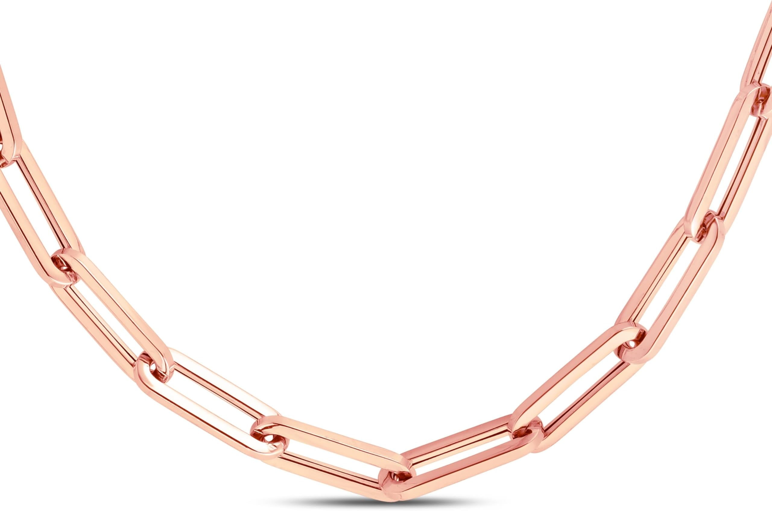 Floreo 14k Yellow Gold or White Gold or Rose Gold 6mm Hollow Paperclip Link Chain Necklace and Bracelet Set