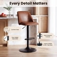 thumbnail image 5 of COLAMY Modern Adjustable Bar Stools, Set of 2 Swivel Kitchen Counter Stools, 25"-33" Height, Premium Faux Leather for 35"-45" Tables, Brown, 5 of 10