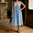 thumbnail image 2 of Elegant Solid Color Lace Trim Sleeveless Dress For Casual Summer Daywear Flowy Midi Length Comfortable Outfit, 2 of 4