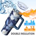 thumbnail image 5 of OBREWU Pioneer Flower Tumbler with Handle and Lid,Pioneer Flower 40oz Double Wall Vacuum Insulated Tumbler,Cups Gift for Women and Men, 5 of 7