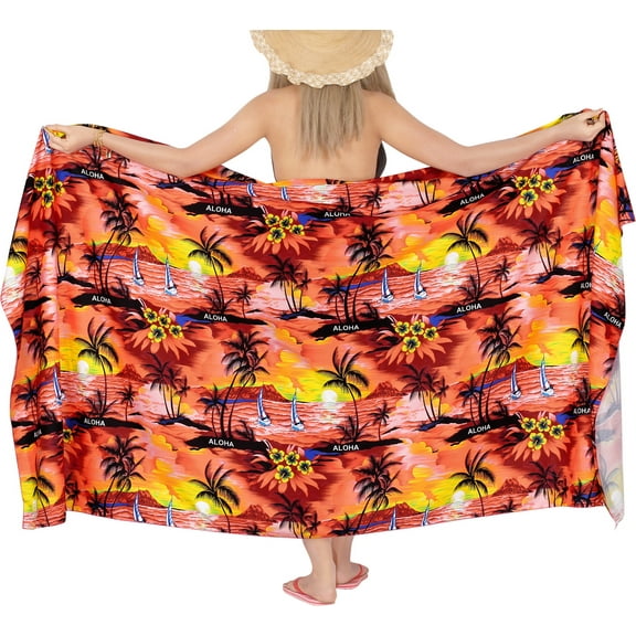 HAPPY BAY Women's Beach Wrap Bikini Wraps Sarong Swimwear Cover up Skirt Bathing suit Swimsuit Pareo Coverups for Women One Size Red_E624