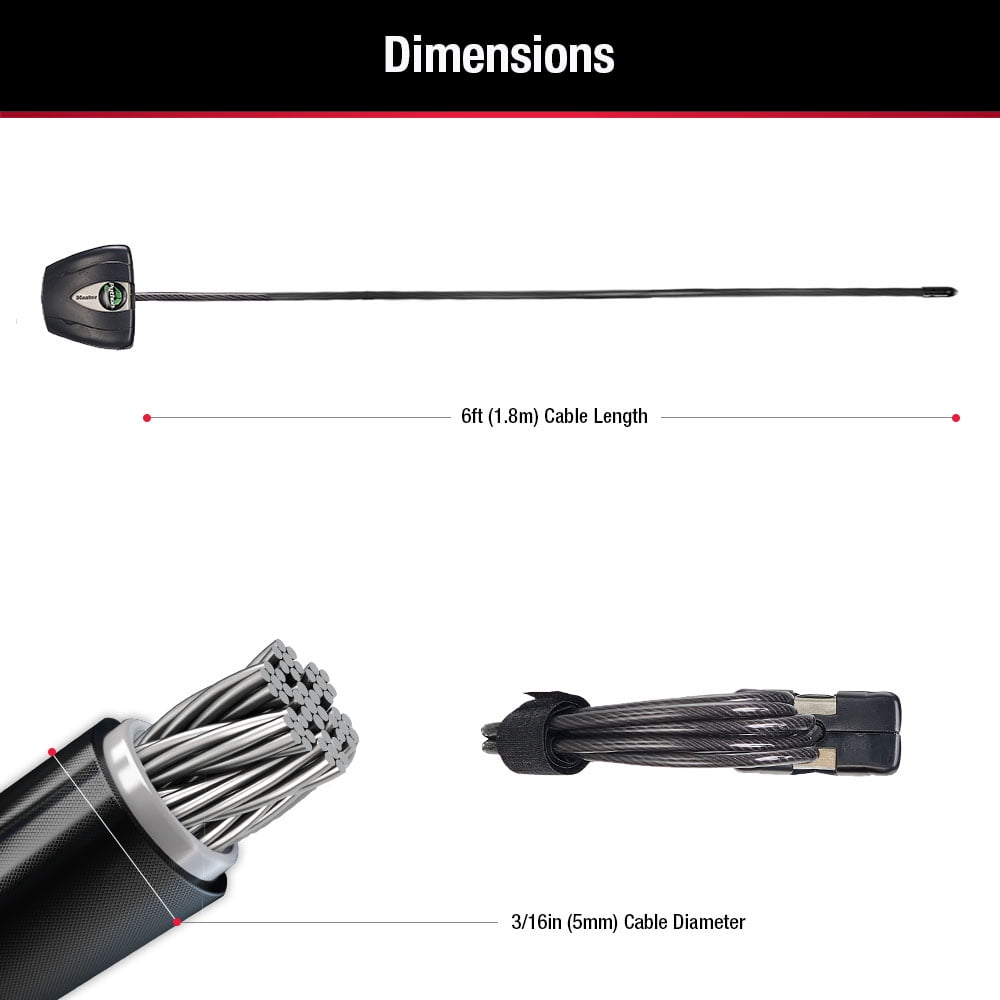 Master Lock Python Cable Lock, 6ft Long, Braided Steel with Keyed Locking Mechanism, Black, 2 pack