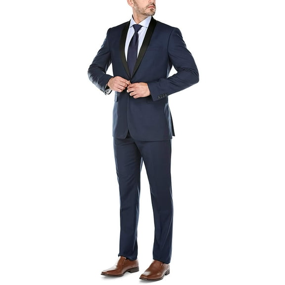 Mens Slim Fit 2 Piece Tuxedo Suit Jacket and Pants