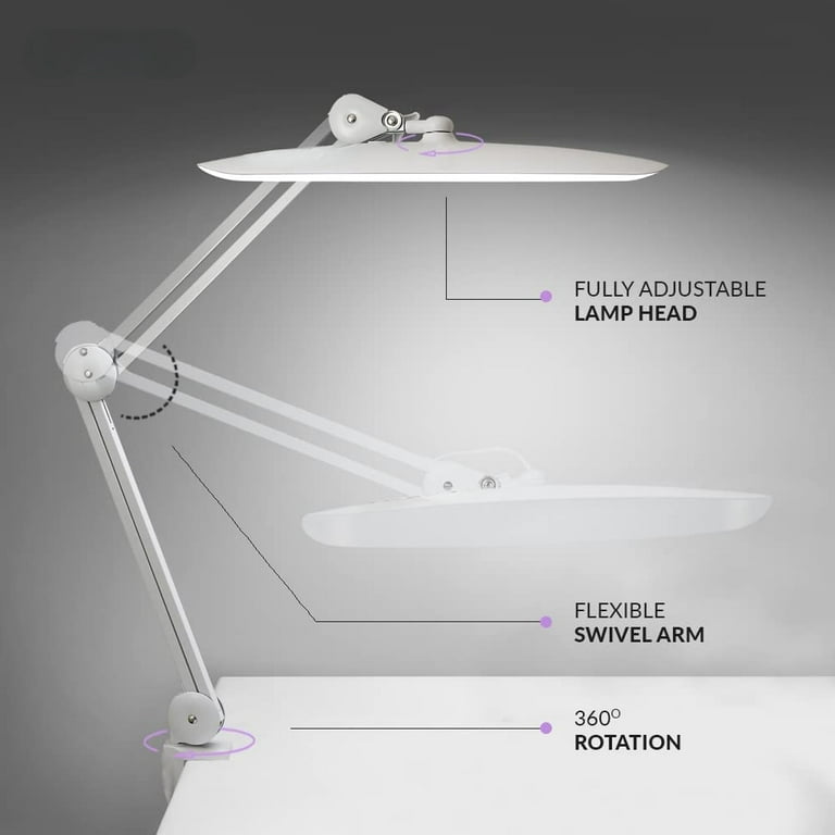 Lumens LED Task Lamp with Clamp 24W Super Bright Desk Lamp 117 Pcs