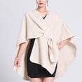 thumbnail image 5 of DPTALR Womens Comfort Solid Color Temperament Solid Color Woolen Cape Cape Jacket, 5 of 5