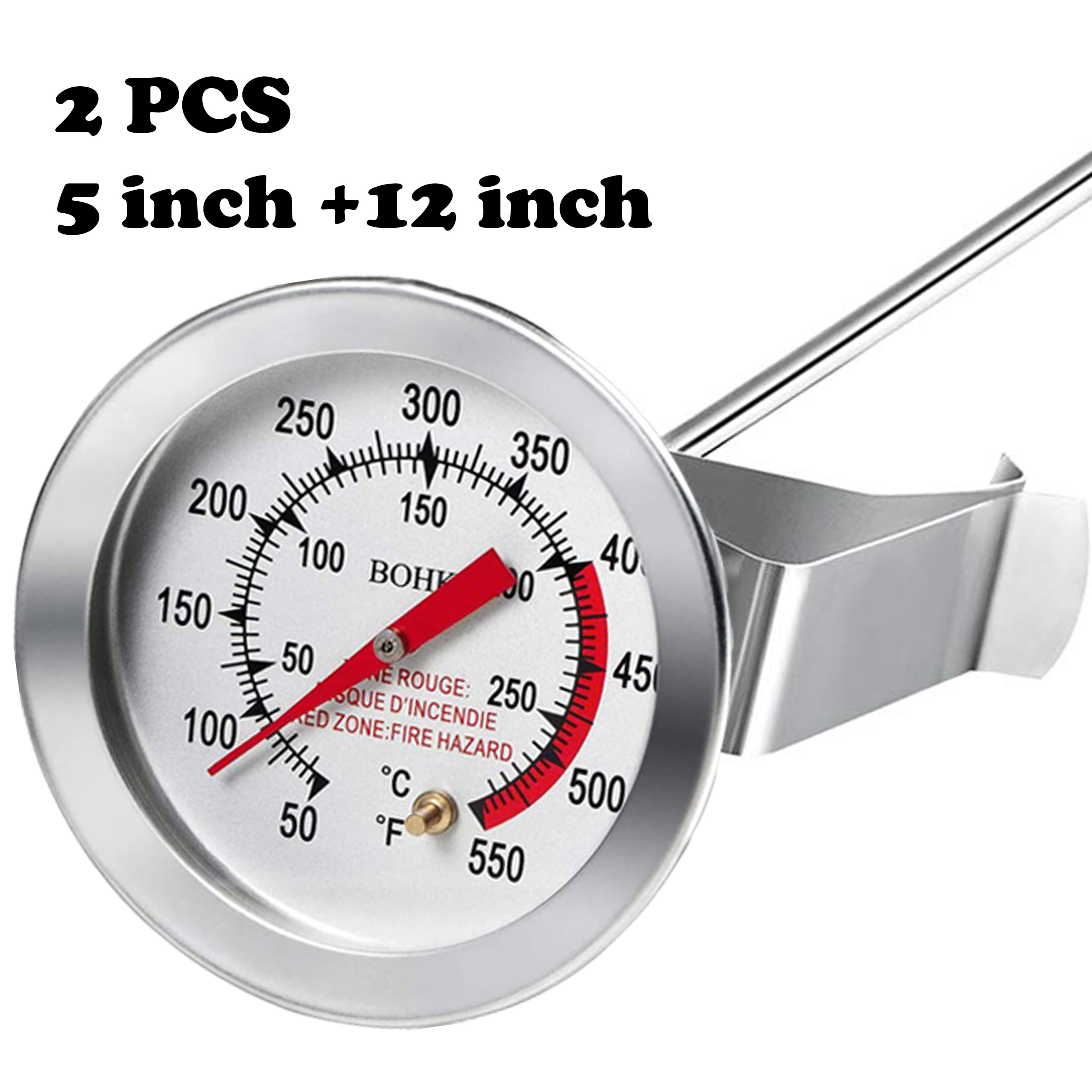 12in Probe Thermometer 304 Stainless Steel Dial For Home Brew Cheese Beer Making 