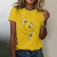 thumbnail image 2 of DondPO Graphic Tees for Women Women's Print Shirt Short Sleeve Round Neck T Shirt Fashion Top Lightweight Summer Clothing Clothes Women'S Tops Casual T Shirts for Women Yellow 2XL, 2 of 5