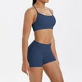 thumbnail image 6 of Ailaofu Women's Solid Color Yoga Sports Two Piece Set, Summer Sports Breathable Top and Tight Shorts Casual Set, 6 of 8